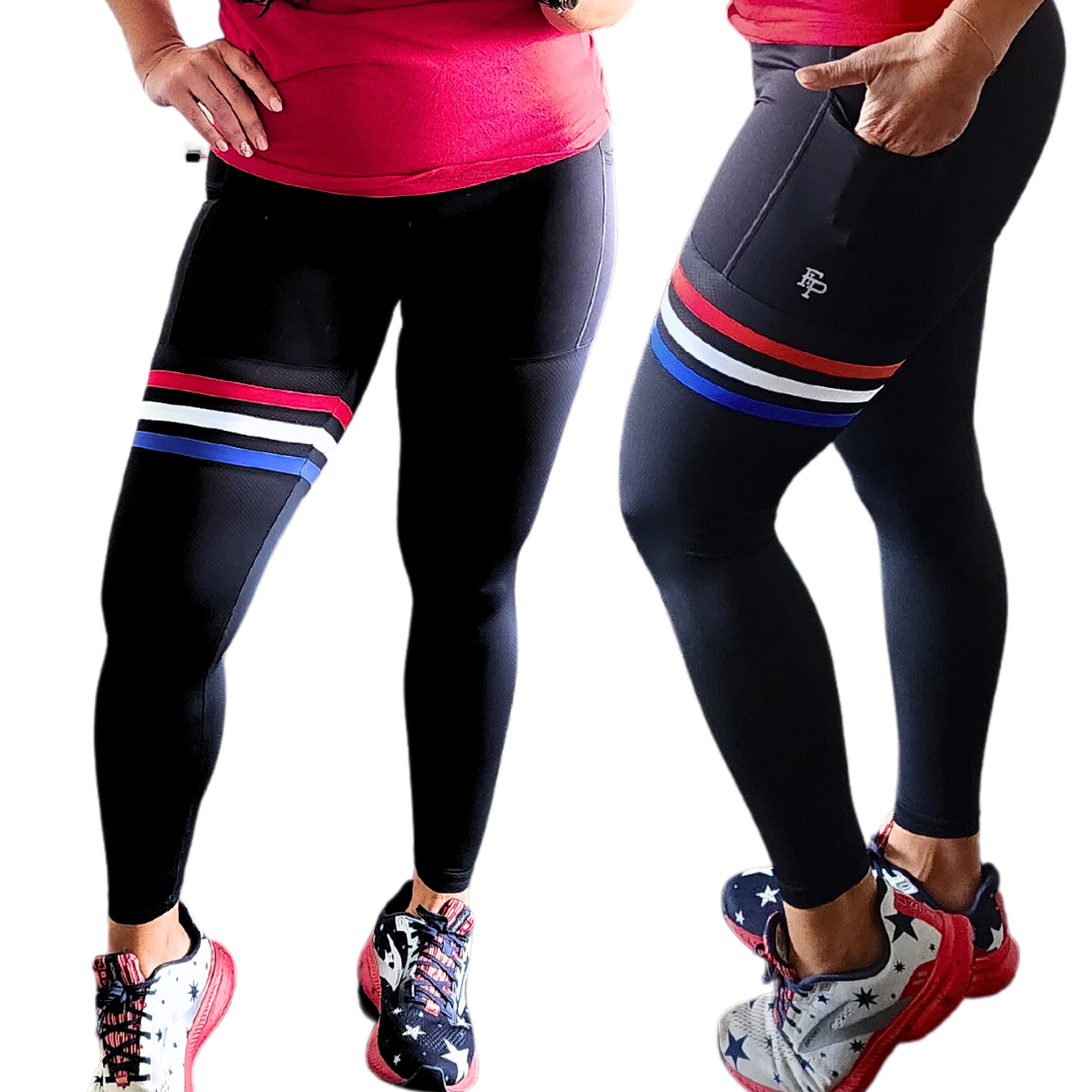 Red white and blue 2025 running tights