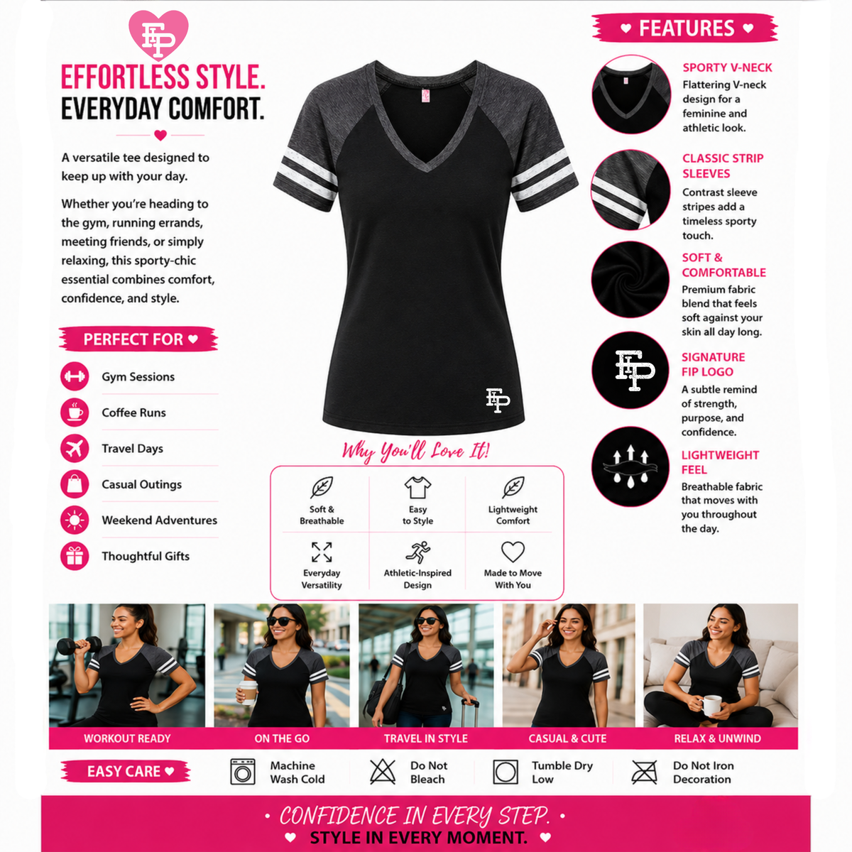 Women's Sporty V-Neck Tee