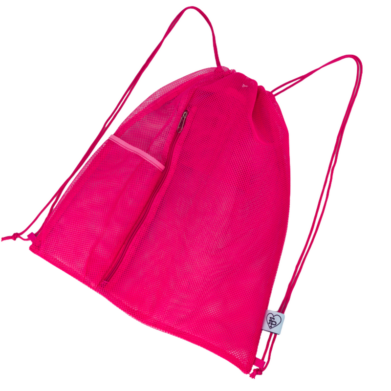 Hot Pink Mesh Drawstring Backpack