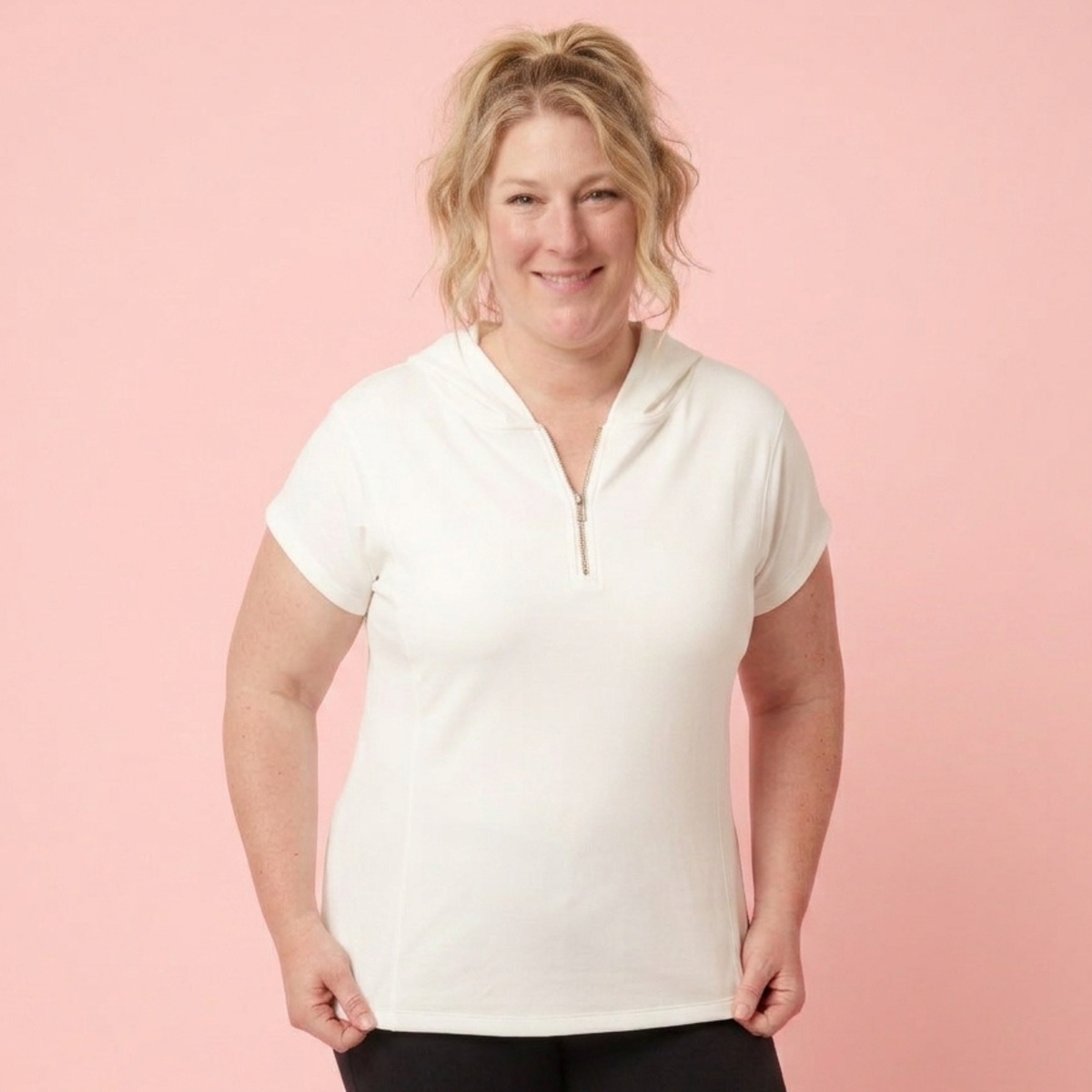 Quarter-Zip Hooded Lounge Top