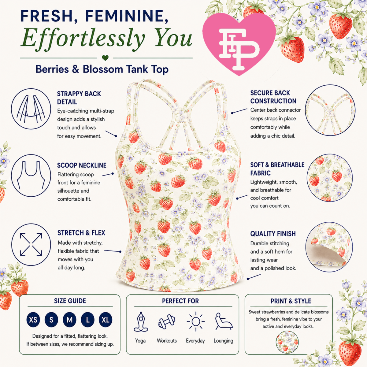 Berries and Blossoms Tank top
