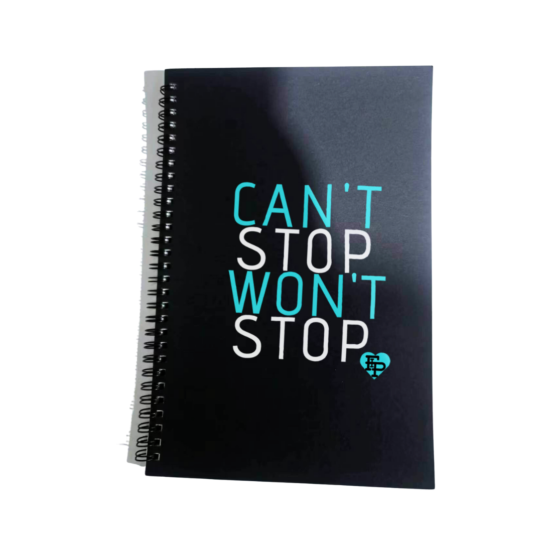 Can't Stop Won't Stop Notebook – Flex it Pink