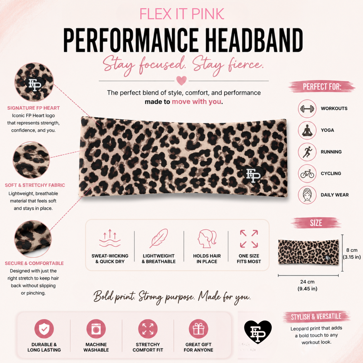 Leopard Print Performance Head Band