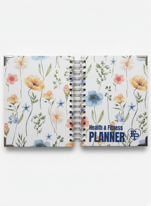 2026 New Health and Fitness Planner (White Floral) – Track Workouts, Meals & More | Flex it Pink