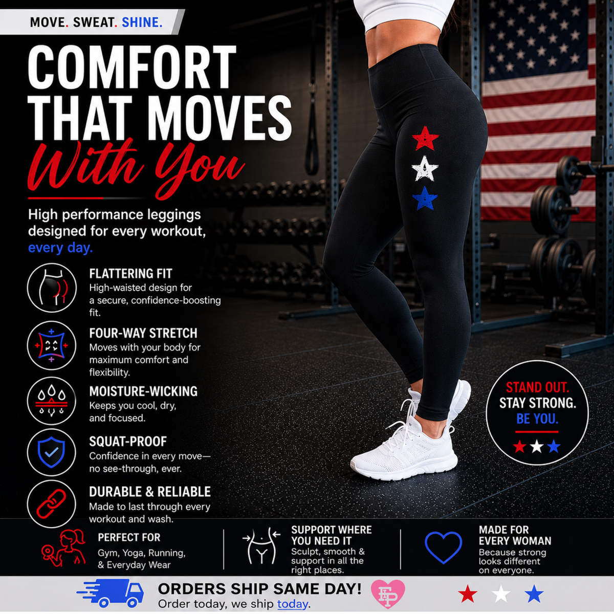 Star-spangled Leggings - Black