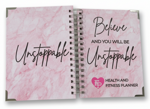 2026 New Health and Fitness Planner (Pink Marble) – Track Workouts, Meals & More | Flex it Pink