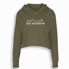 Olive green hoodie with 'not made for winter' text on a white background